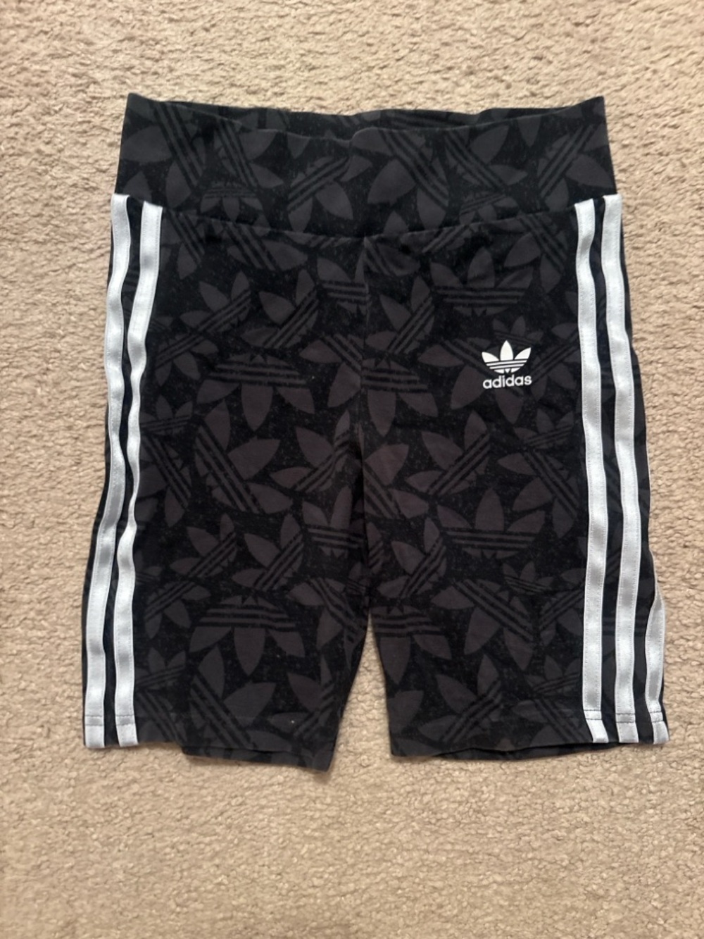 Adidas Originals Black Biker Shorts Trefoil 3 Stripe Small